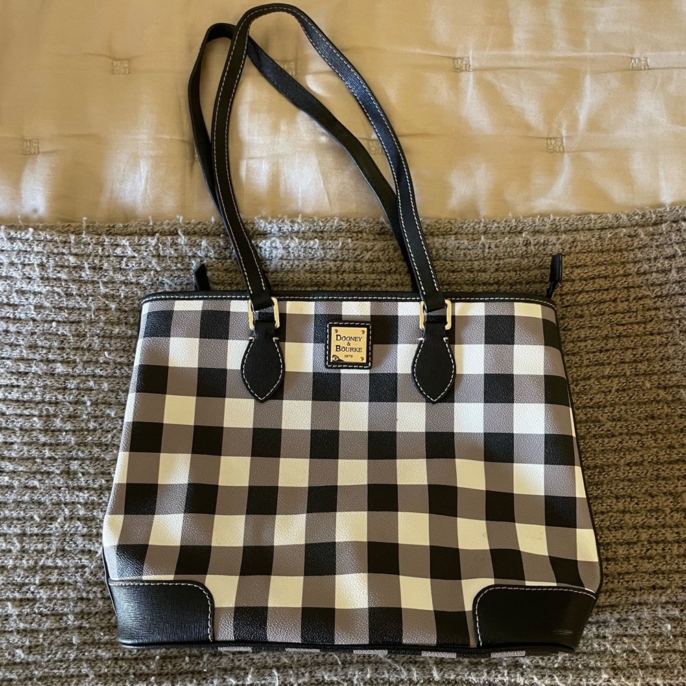 Dooney & Burke Black White Gingham Purse